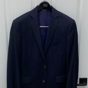 Saks Fifth Avenue Dark Navy Blue Blazer Trim Fit 40R